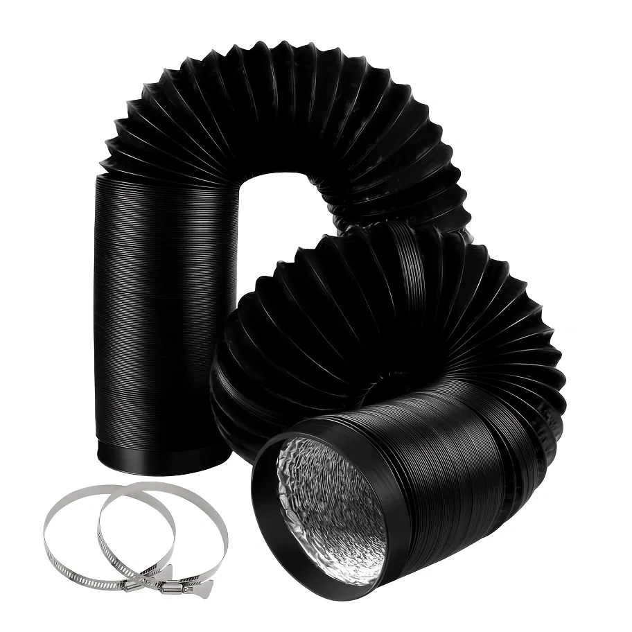 3 Inch x 16 Ft Aluminum Foil Insulated Flexible Duct, Dryer Vent Hose for HVAC Ventilation & Duct Fan Systems, Includes 2 Clamps