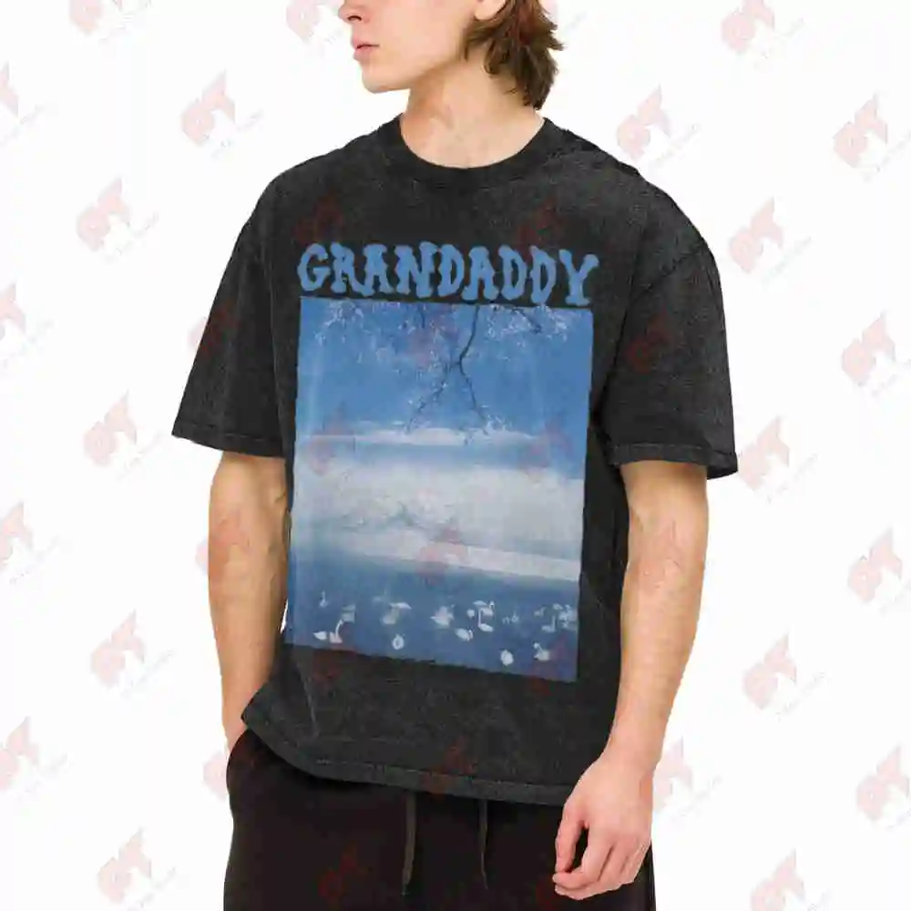 Grandaddy Band Mountain Landscape Vintage Washed Tee Pure Cotton T-Shirt