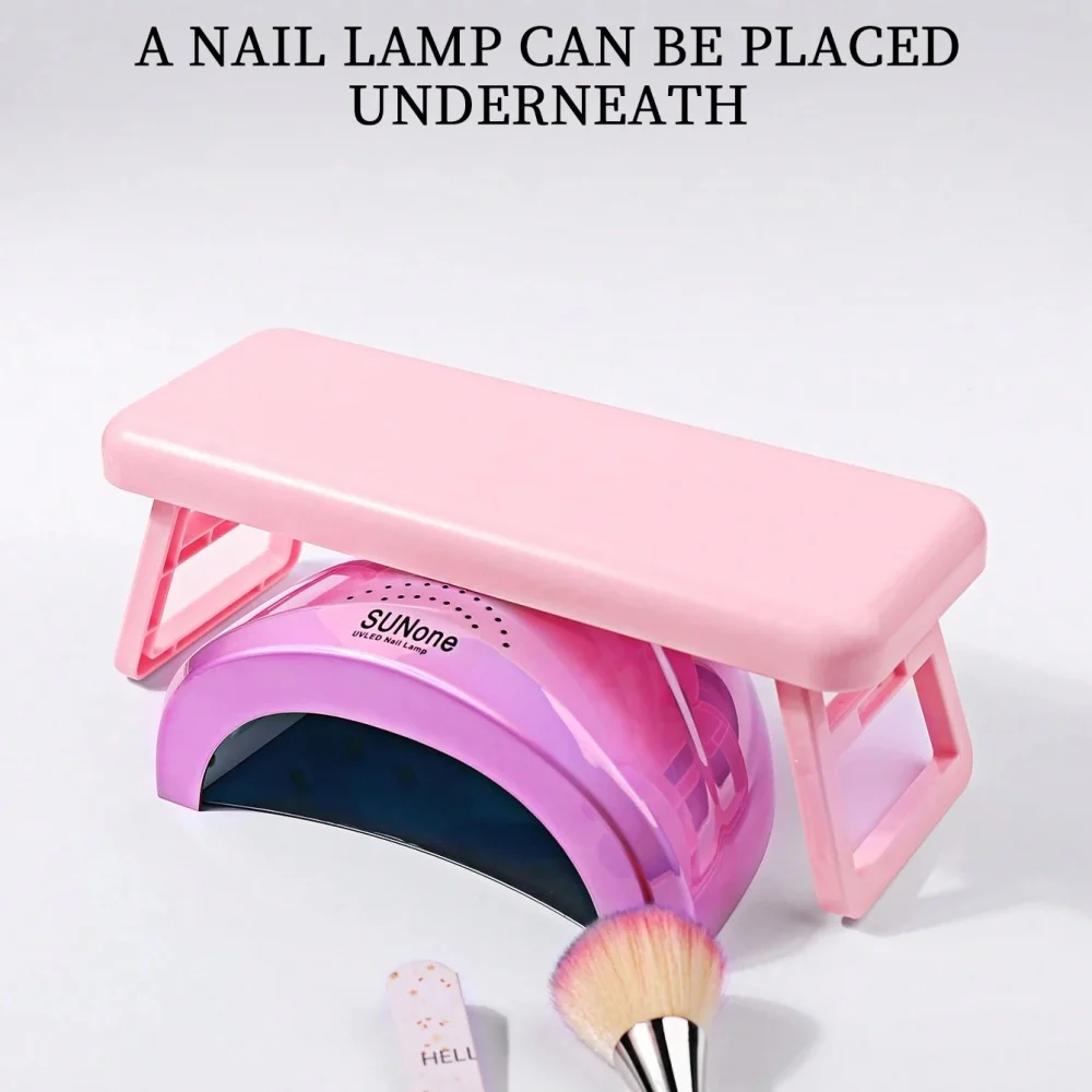 

1 шт. розовая пластиковая подставка для ногтей, складная подушка для маникюра для салона и домашнего использования, удобная рабочая станция для дизайна ногтей
