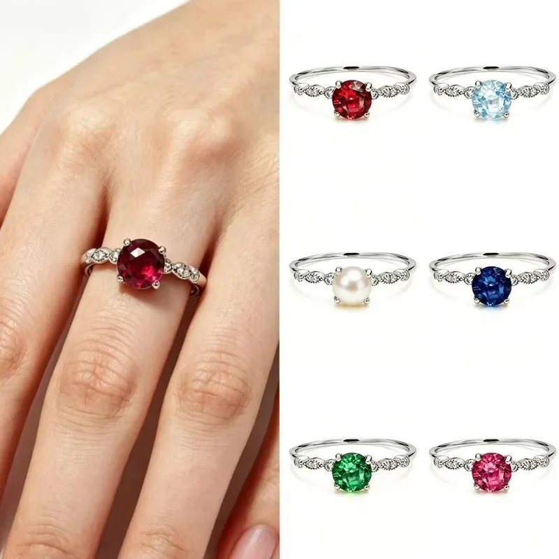 Natural gemstone December birthstone ring S925 silver colored treasure closed ring European and American cross-border