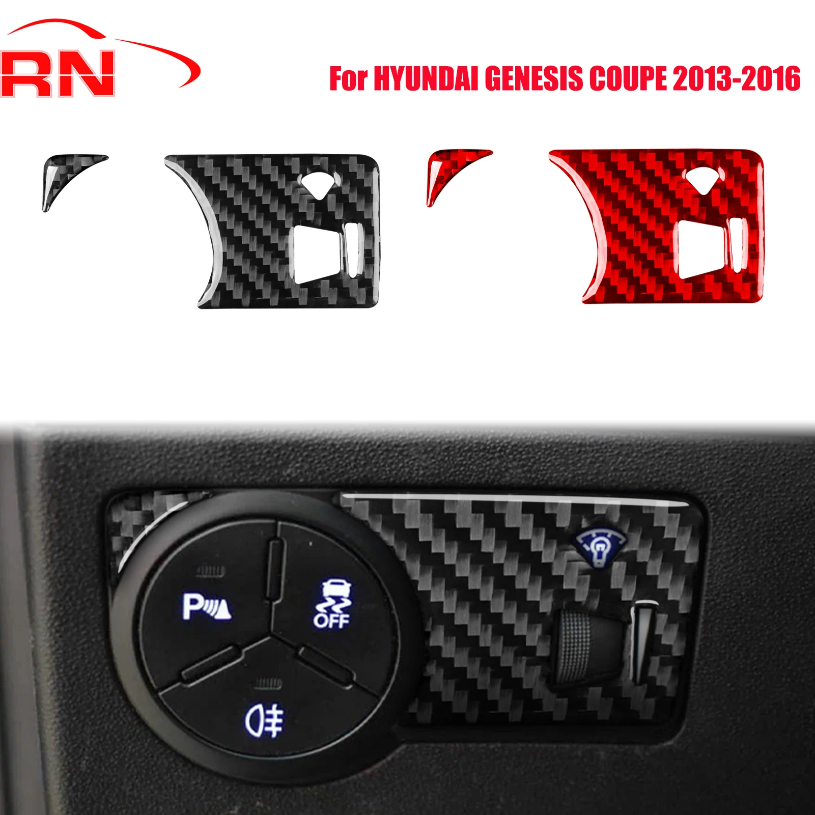 

Для Hyundai Genesis Coupe 2013-2016 модифицированная панель переключателя фар автомобиля из углеродного волокна, аксессуары для интерьера, декоративные наклейки