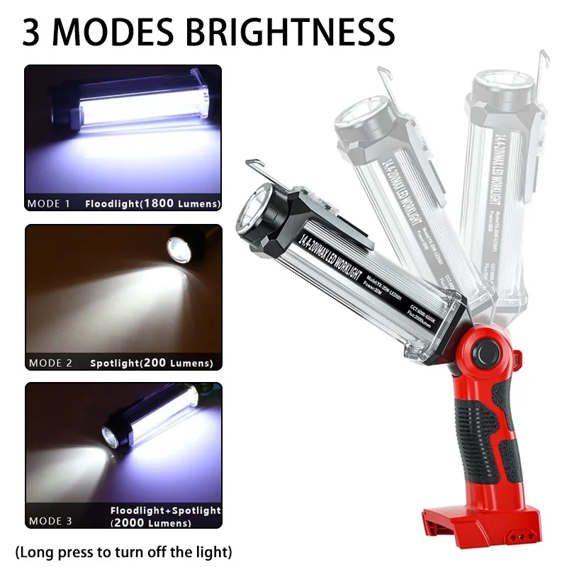 35W 2000LM LED Work Light Flashlight for Milwaukee 18V Li-ion Battery Portable Spotlight Tool Lamp Handheld Lanterns for Camping