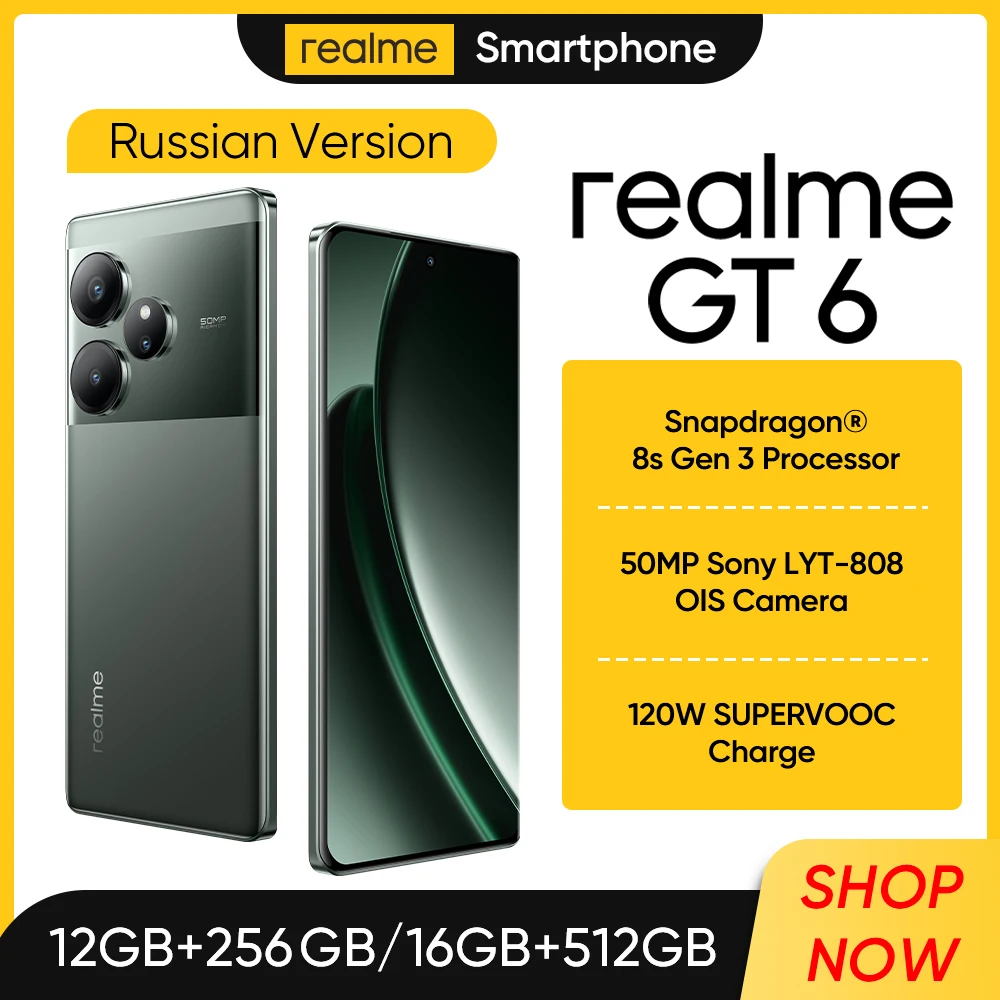 realme GT 6 smartphone 8MP Sony IMX355 Macro Camea 6.78\