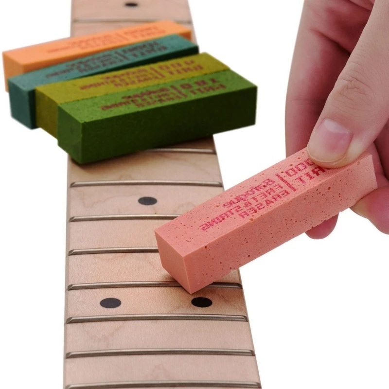 Guitar Fret Polishing Erasers Abraisive Rubber Block Polishing Fret Wire 180&400&1000&1500&2000 Grit Set of 5pcs Kits