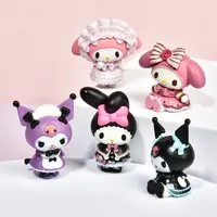 New 5Pcs Set Anime Figure Doll 3-4cm Kuromi Melody Model Accessories Children's Toys Gift Action Figures Hobbies Gifts