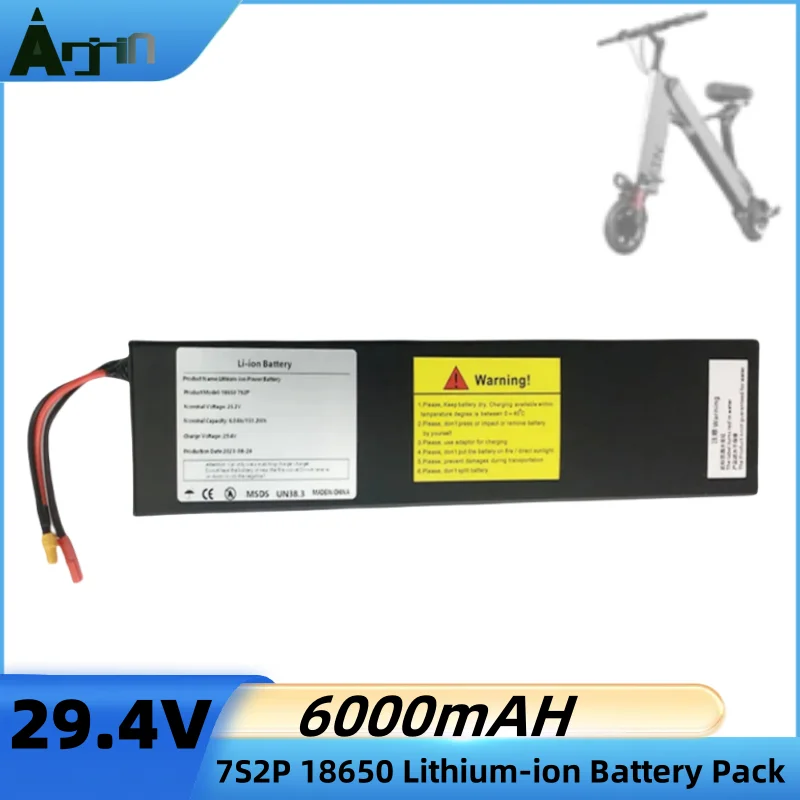 

29.4V 6.0Ah 7S2P 18650 Li-Ion Battery Pack For 24v Electric Bicycle Moped Balancing Scooter