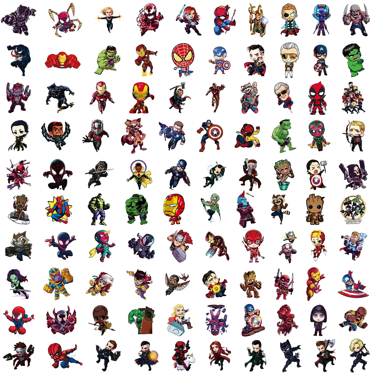 100 قطعة ملصقات المراهقين الأبطال الخارقين المنتقمون ملصقات مقاومة للماء لأجهزة الكمبيوتر المحمول زجاجة ماء ثابتة الغيتار سكيت الأمتعة