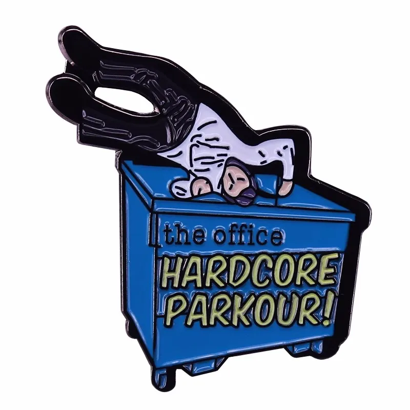 The Office Hardcore Parkour Enamel Pin Lapel Pin for Clothes Brooches on Backpack Briefcase Badge Jewelry Decoration Gifts