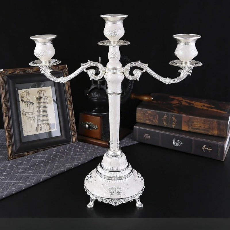 الفاخرة 3/5-الذراع خمر الشمعدانات الوردية حامل شموع معدني أوروبي للشموع المستدقة ديكور المنزل الأنيق #2