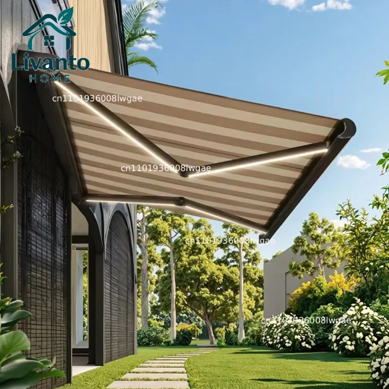 

Electric waterproof full cassette aluminum alloy frame retractable awning articulated arm patio garden awning