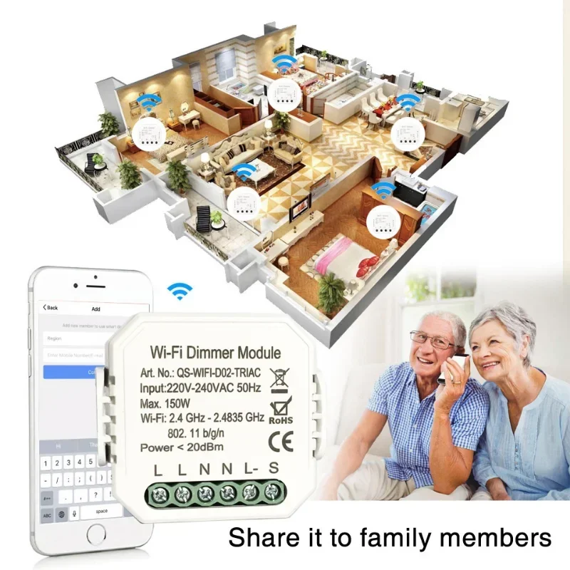 220 - 240V intelligent solution wifi intelligent dimming on - off device mobile phone remote control remote switch