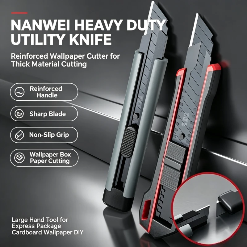 Nanwei Heavy Duty Utility Knife Reinforced Wallpaper Cutter Hand Tool for Express Package Paper Cardboard Wallpaper Cutting