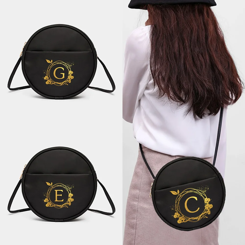 Womens' Round Messenger Casual Crossbody Shoulder Bag Wreath Pattern Mini Phone Purse Bags Shopping Handbag Female Messenger Bag