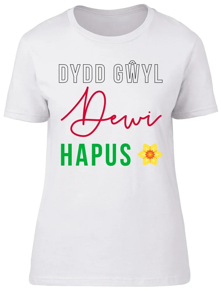 Happy St David's Day in Welsh Colour Ladies Womens Fitted T-Shirt