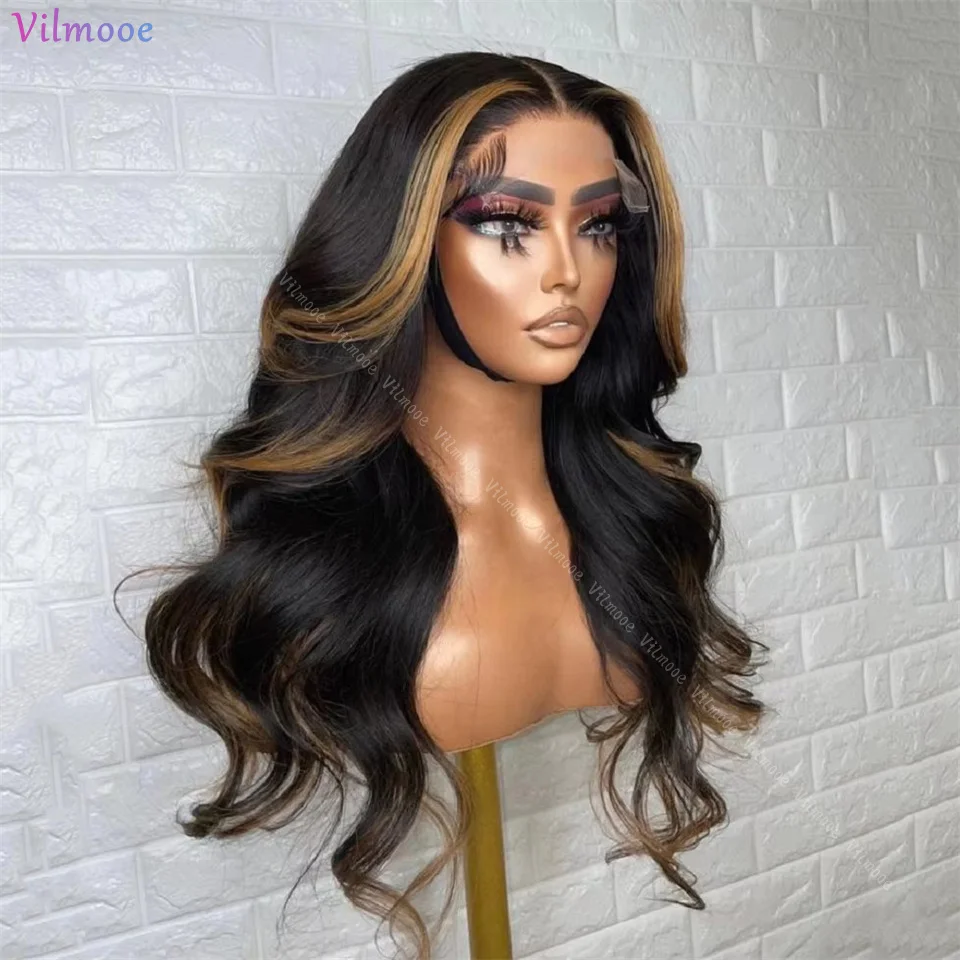 Blonde Brown Highlight Human Hair Ombre Brown Lace Closure Wig Brazilian Hair Wigs For Women Body Wave Silk Base Lace Front Wigs