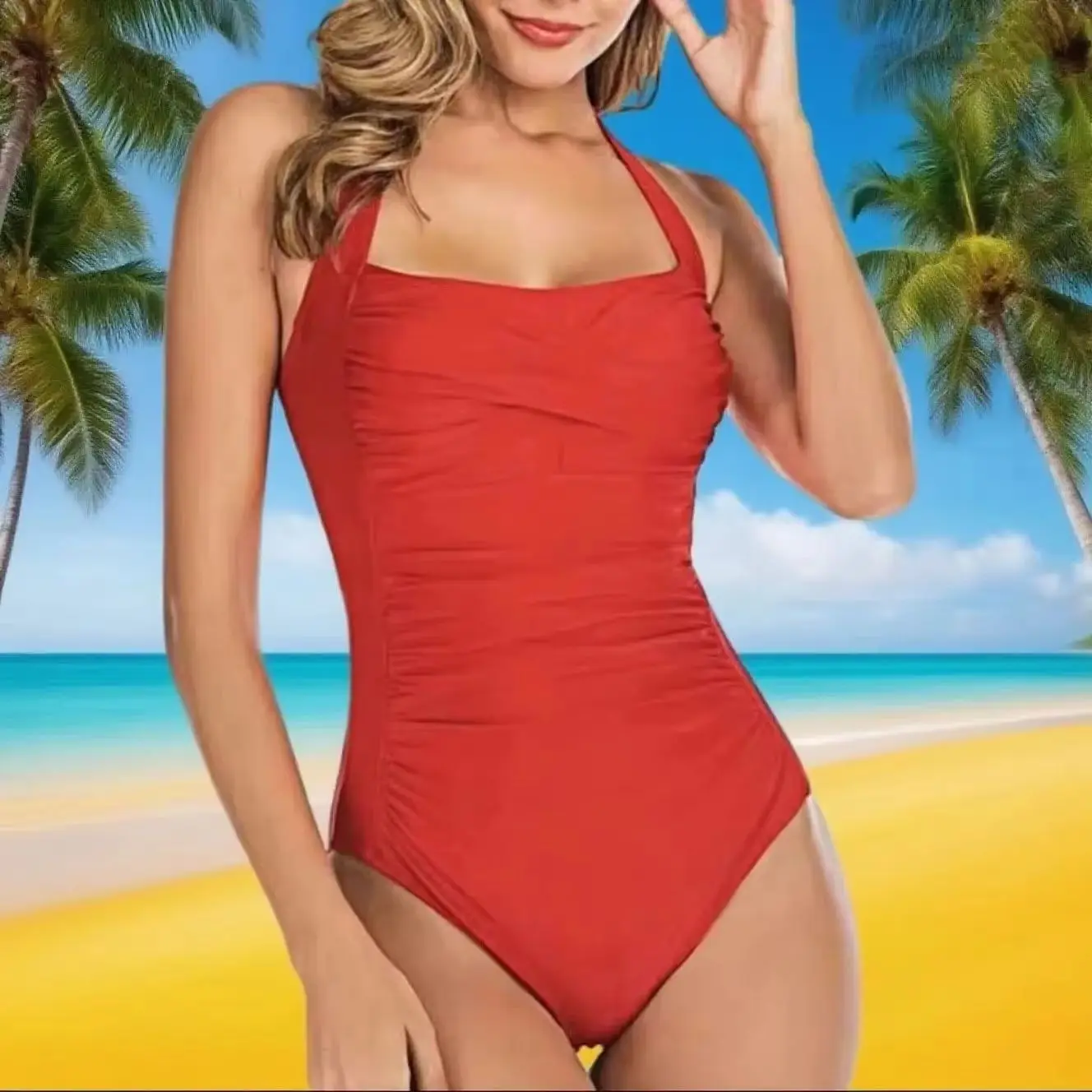 Sommer einteiliger Monokini mit Bruststütze, Damen-Bikini, europäischer und amerikanischer Schnür-Badeanzug, eng anliegender Stillanzug 2025