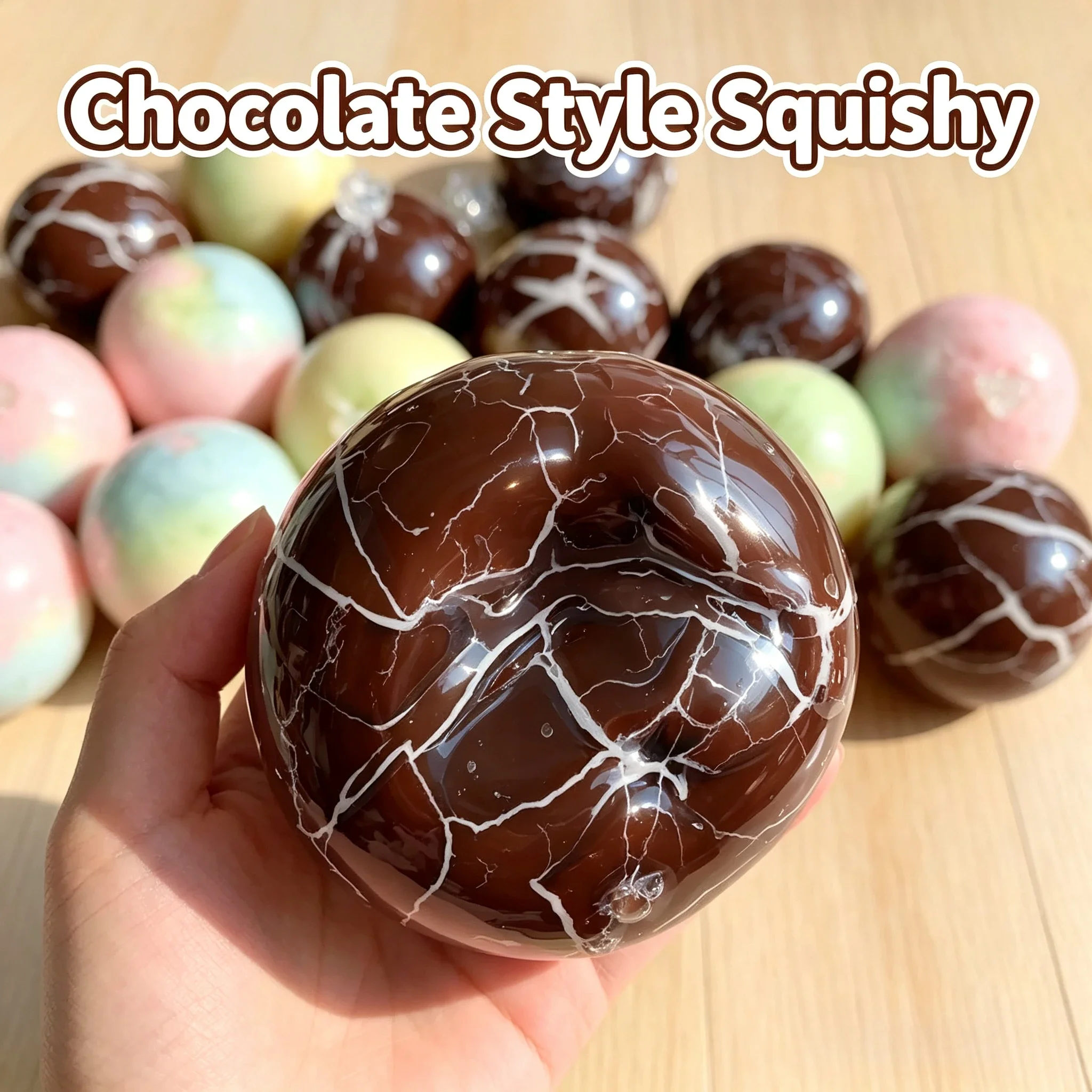 1-3 Stück Knisternde Wachsball-Fidget-Spielzeuge, Handgemachte Cantaloupe-Schokoladen-Quetschbälle, Anti-Stress Sensorisches Entspannungsspielzeug – Detail 4