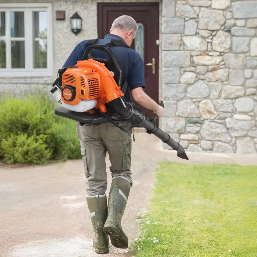 Gas Leaf Blower, 1.2L Tank 52CC 2 Stroke Gas Powered Backpack Blower, 205 MPH 550 CFM Dust Blower For Lawn Care, Road Cleaning
