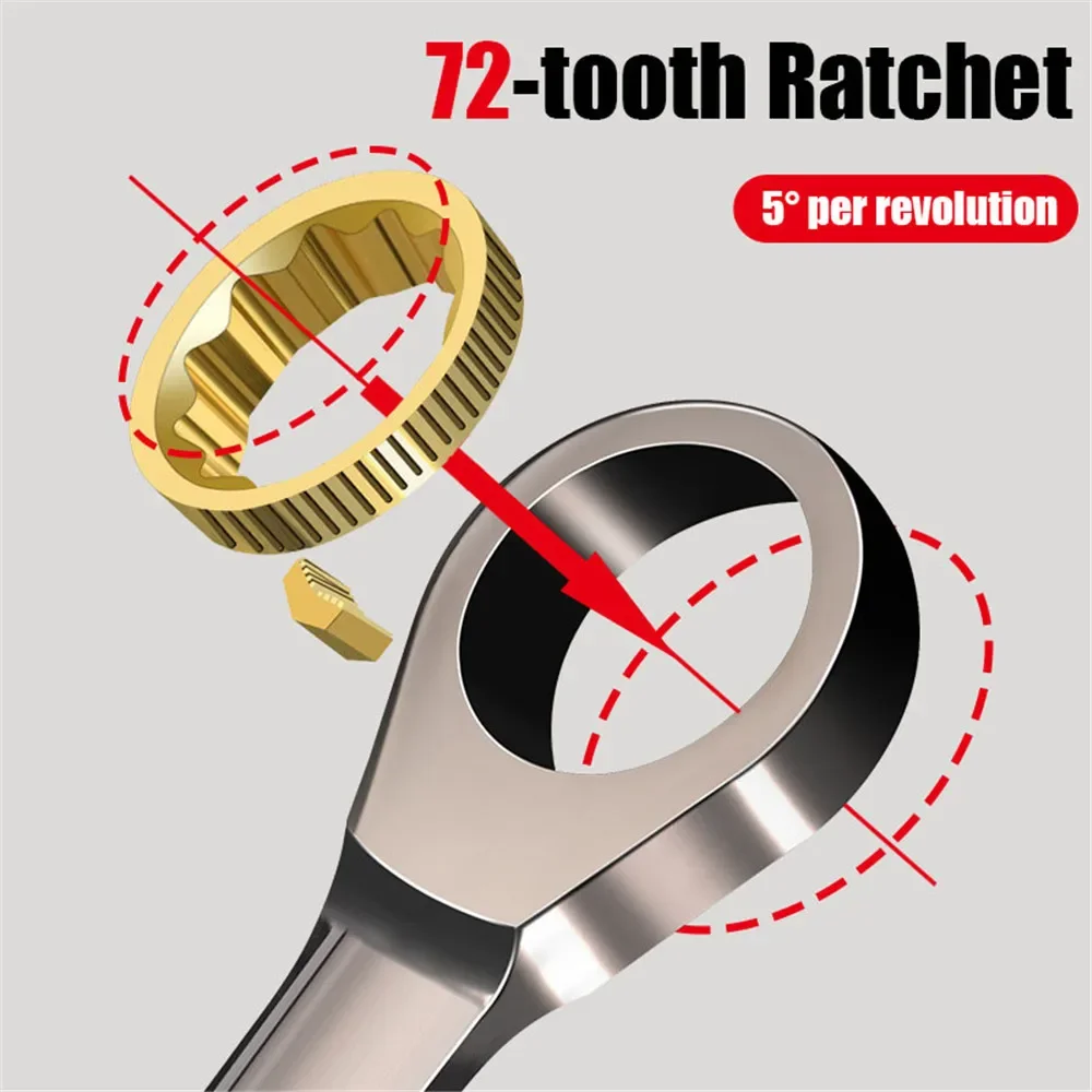 Ratchet Wrench Quick and Labor-saving Industrial Grade Extended Opening Small Board Double End Automotive Repair Tool Set