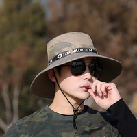 Men Summer Wide Brim Bucket Hats Fashion Outdoor Drawstring Mountaineering Sun Hat Fishing Panama Cycling Visors Breathable Mesh