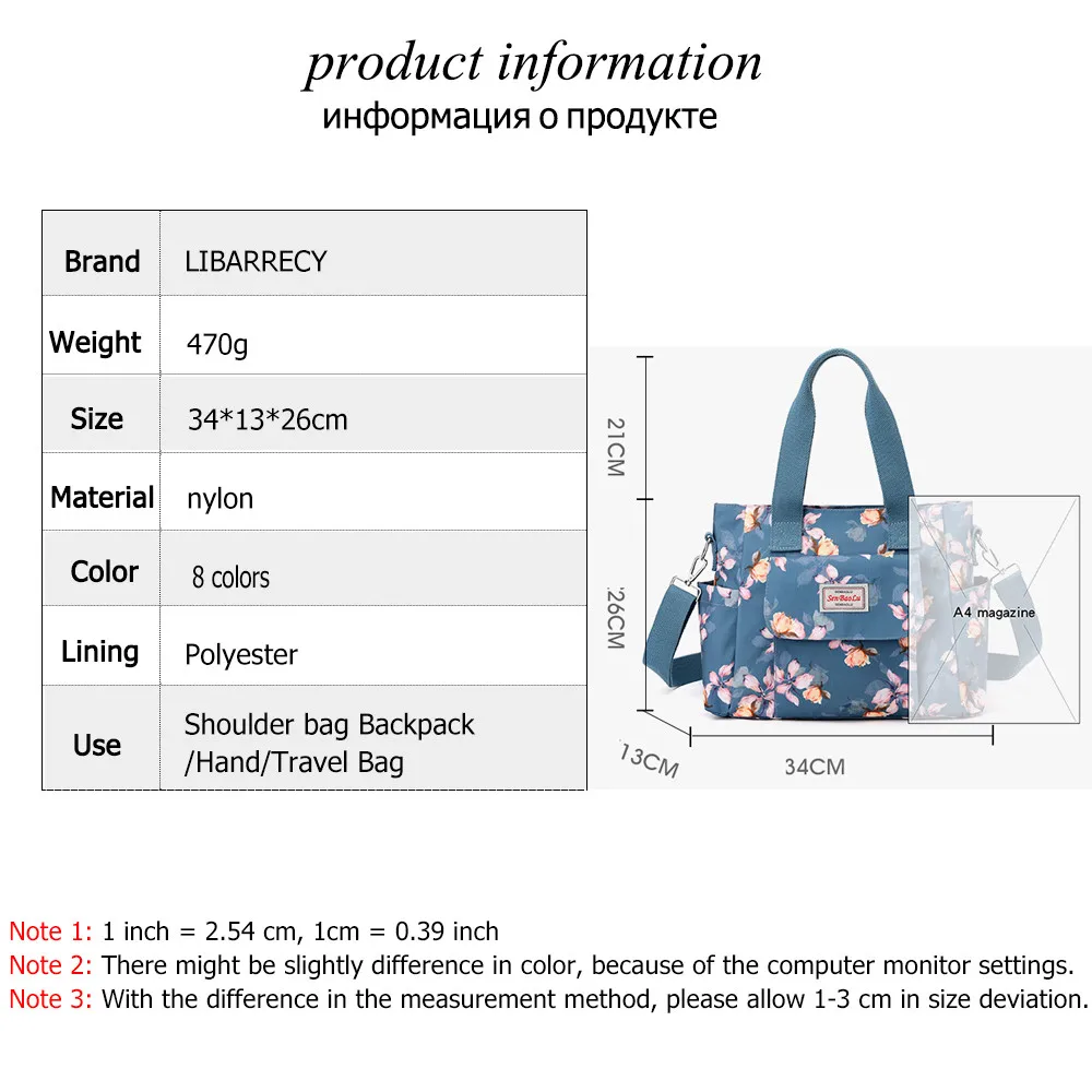 New Printing Women\'s Fashion Shoulder Bags Multiple Pockets Casual Nylon Travel Handbag High Quality Crossbody Bag for Ladie