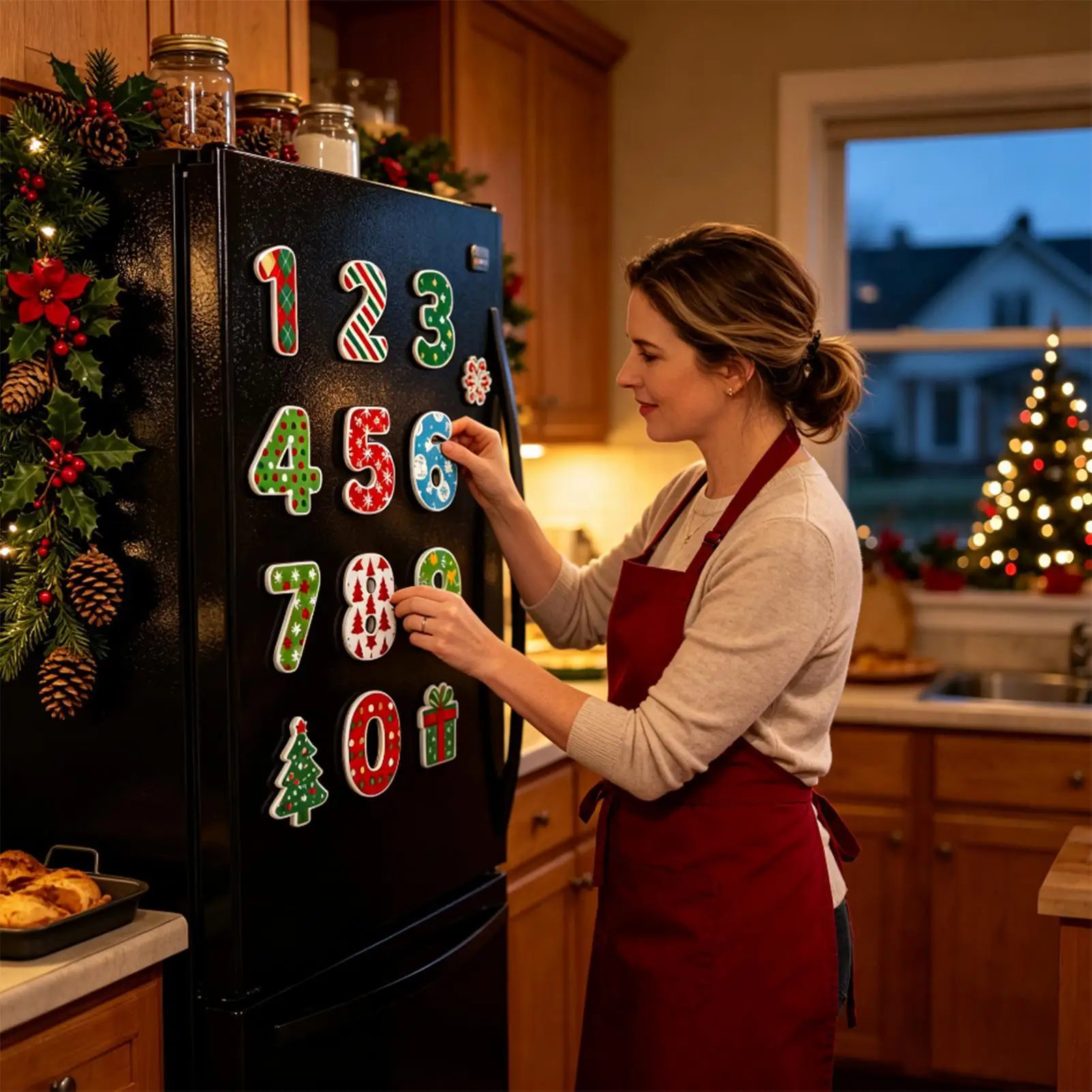 Christmas Fridge Magnets 10 Piece Acrylic Educational Number Shape Funny Whiteboard Magnets For Dry Erase Board Locker Mailbox