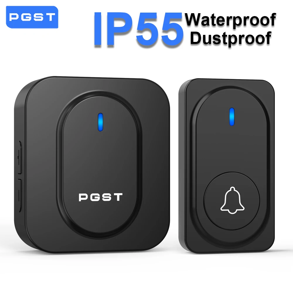 PGST Wireless Smart Doorbell 433MHz 1 To 1 Long Range 300M Ring Door Bell Chime Home Security Alarm IP65 Waterproof Dustproof