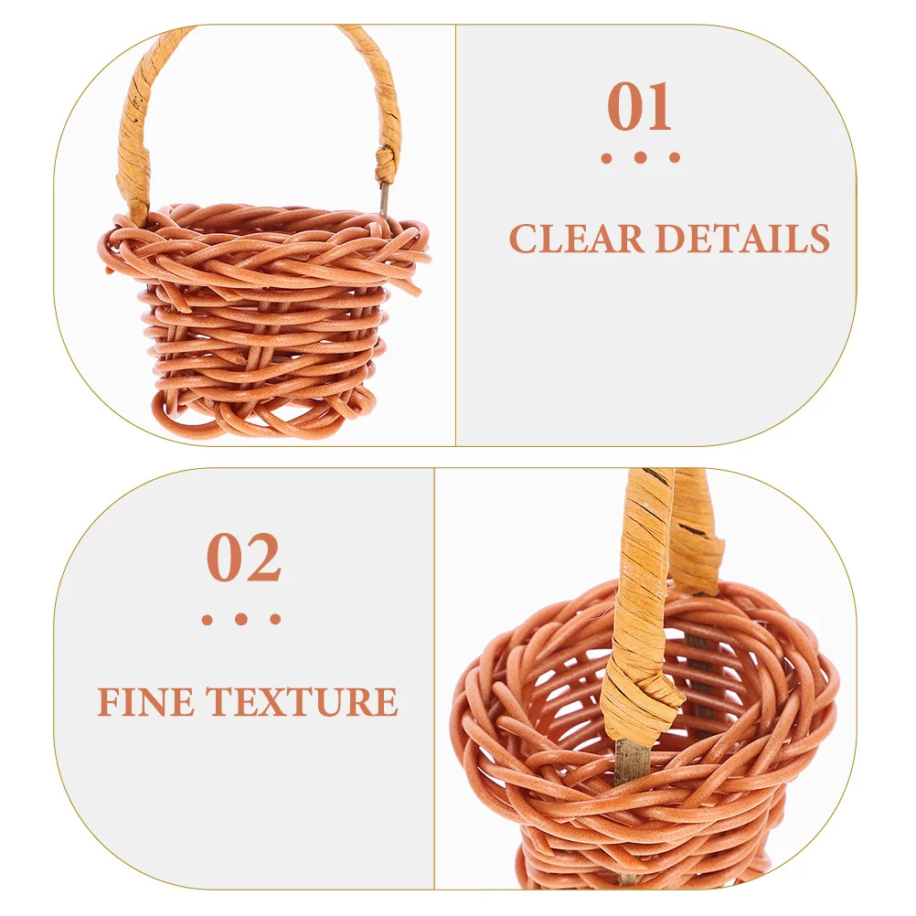 

4Pcs Mini Woven Handled Basket Rustic Storage Organizer Portable Small Basket Flower Baskets Decoration Picnic Favor