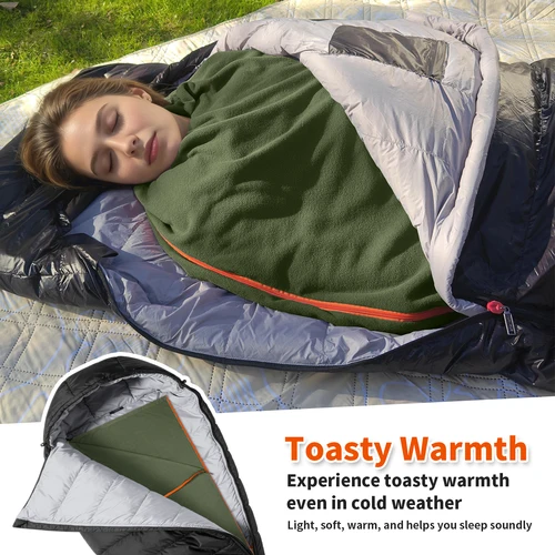 Imagen 2 del producto MAPLEAF Forro de Saco de Dormir de Vellón Ligero para Invierno, Sábana para Saco de Dormir, Manta de Camping para Viajes