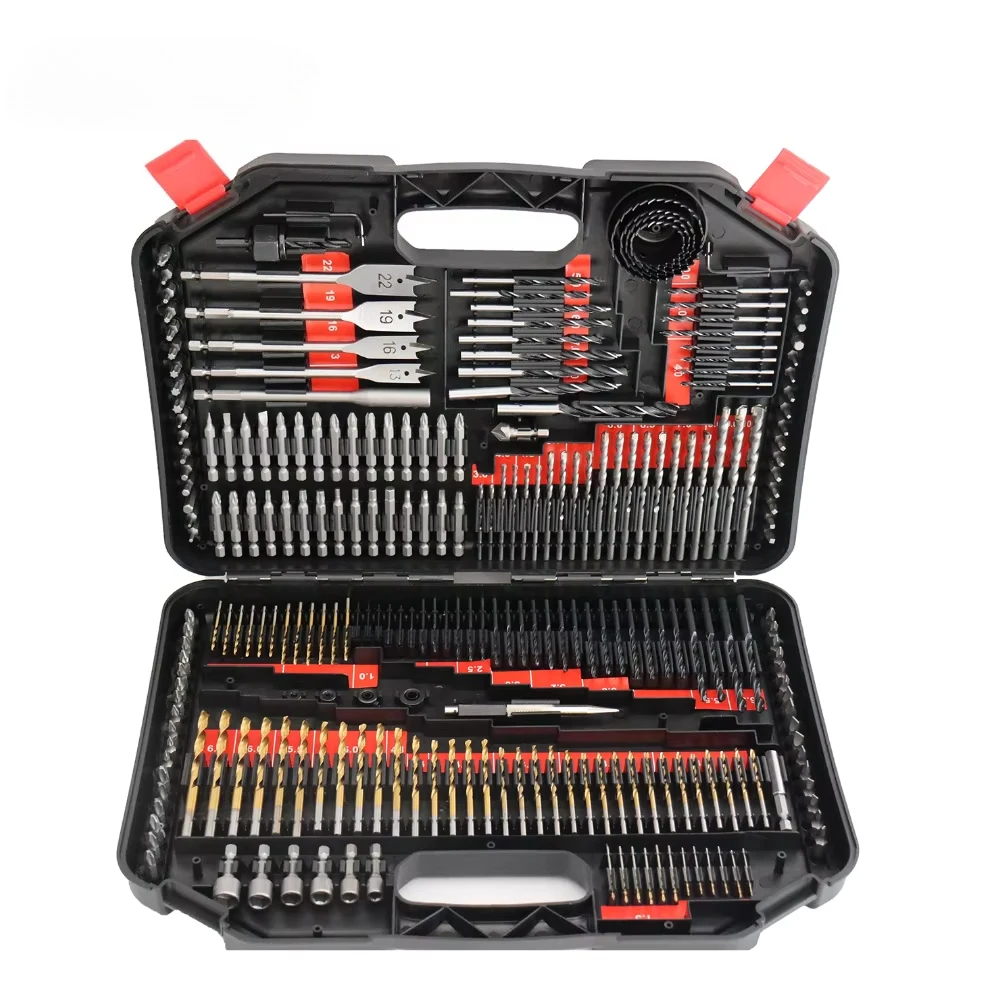 

246PCS Metric Combination Drill Bit Set, Power Multi-Purpose Combi DIY Tools Home Repair Kit for Wood Metal Concrete Cement