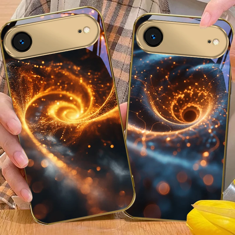 Strange Vortex Landscape For iPhone Air 17 Pro Max 16 15 Pro 14 13 Plus 12 mini 11 17Air XR 16E 17ProMax Golden glass phone case