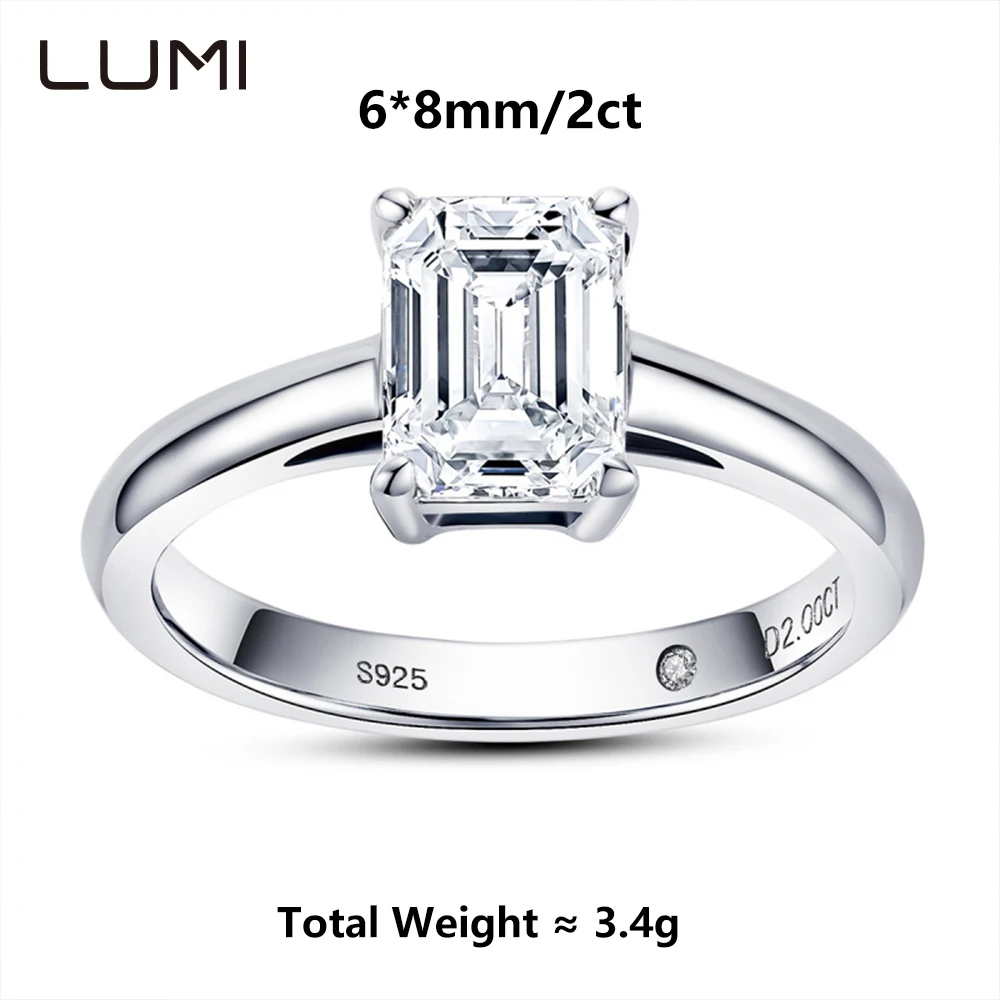 

Big Hit 2cctw Emerald Cut Moissanite S925 Silver Ring for Party Anniversary Birthday Present Engagement Jewelry Lab Diamond