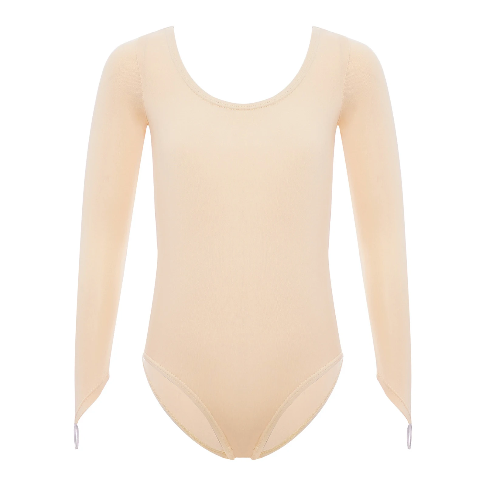 어린이 소녀 체조 발레 댄스 레오타드 긴 소매 손가락 구멍 프레스 버튼 기본 바디수트 요가 서정적 댄스웨어
