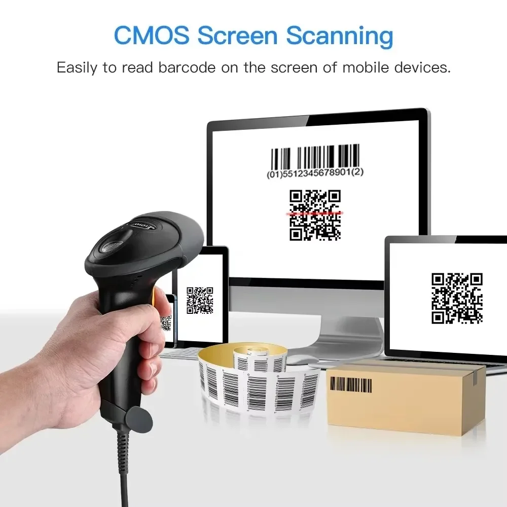 Eyoyo-EY-H2 Wired Barcode Scanner Handheld Extra USB 1D QR 2D  Bar Codes Reader CCD PDF417 Data Matrix Bar Code Portable Scanner