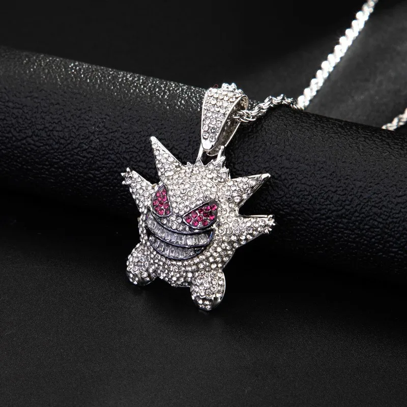 Anime Figures Pokemon Necklace Gengar Children's Toy Pendant Neck Chain Girl Accessories Cartoon Pikachu Boys Girls Necklace