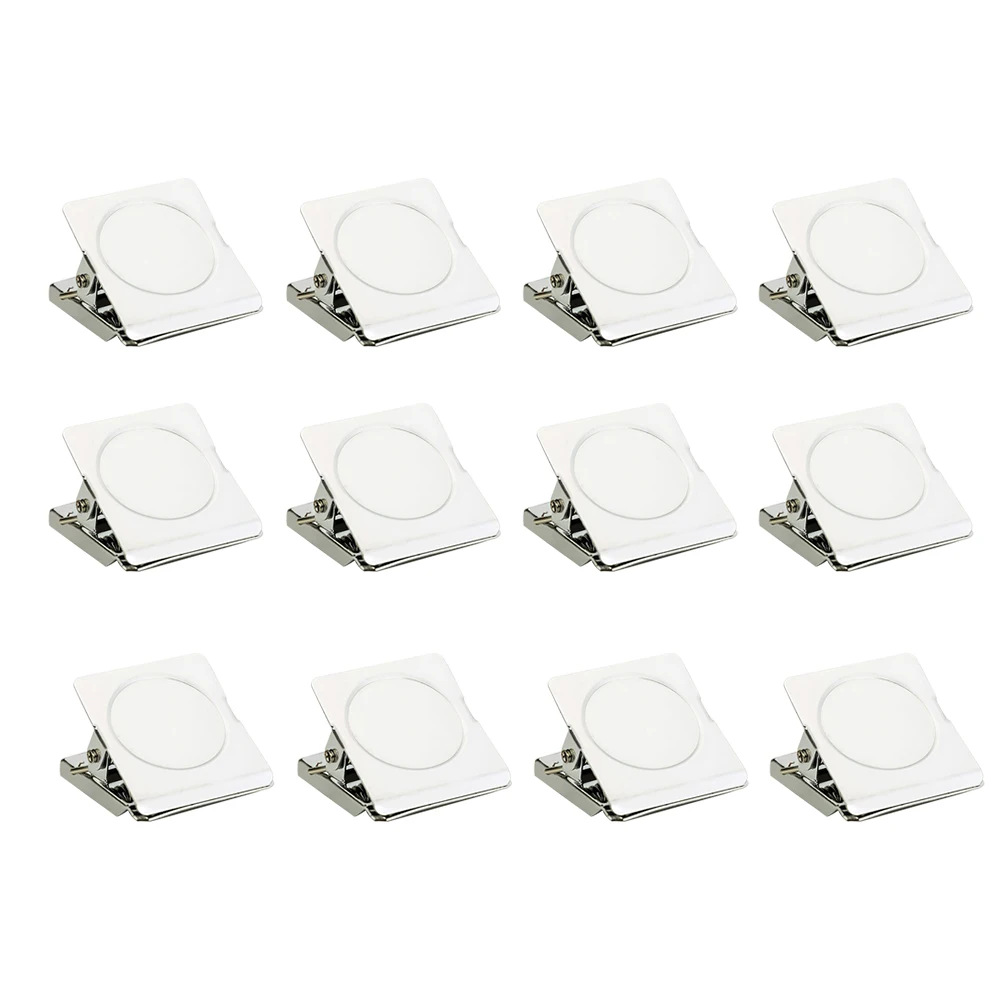 

12pcs 30Mm Stainless Steel Square Magnetic Clips Metal File Organizer Home Office School Stick Refrigerator Whiteboard