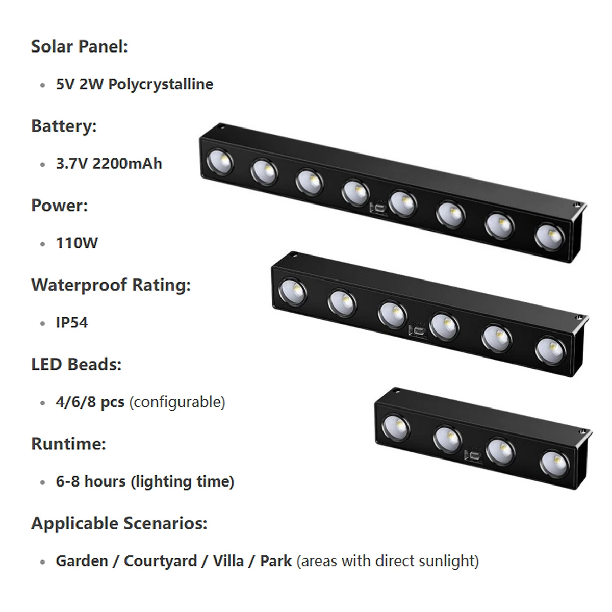 Led Solar Wall Light Waterproof Outdoor Exterior Bulbs Outside Lights 3000k/6000k 4leds/6leds/8leds Fixture Intelligent Control