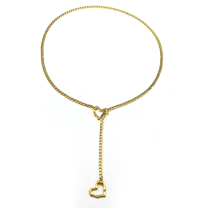 Herz-O-Ring Lange Kette für Damen und Herren Punk-Rock-Halskette Edelstahl Schlüssel-Schloss-Halsketten Verstellbare Y-Halskette Schmuck Geschenk – Detail 9