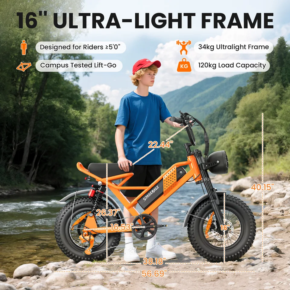 Spacewalk 1500W Fat Tire Electric Bike for Adults, 16' X 4.0' All Terrain Ebike with 720Wh Removable Battery, 70 Miles Range, Dual Suspension, UL2849 Certified Electric Bicycle image 9