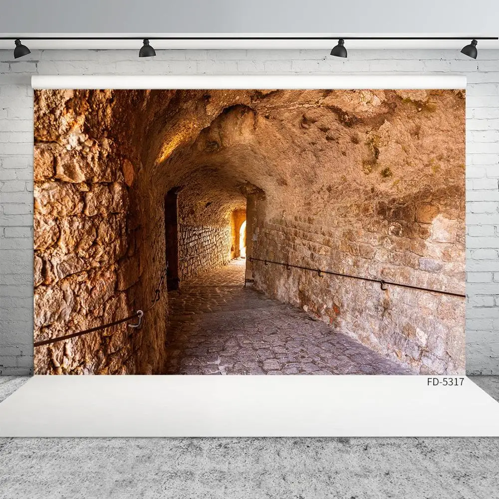 Long Cave Corridor Door Photo Background Vinyl Backdrop Photozone Photography Studio Props for Children Portrait Photobooth