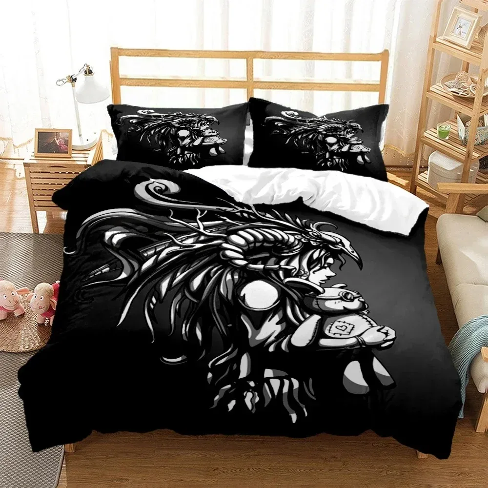 

3D Print Terror zombie skull Print Polyester Bedding Set Quilt Cover Pillowcase Bedding Set King Size Bedding Set