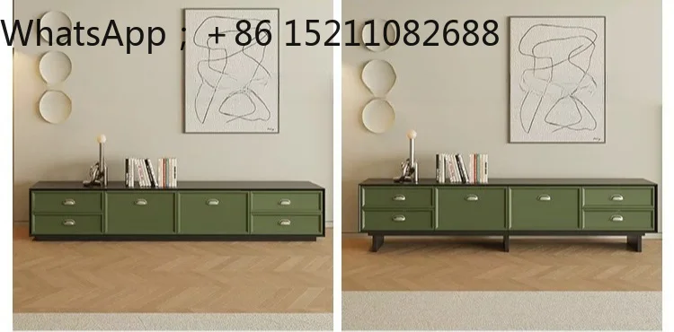 SCY solid wood TV cabinet floor-to-ceiling high living room small apartment cream wind simple dopamine medieval floor cabinet