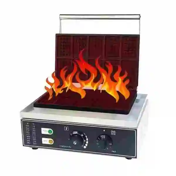 Factory Price Hotel Restaurant Supplies Belgian Thick Waffle Maker Electric Heating Non-Stick Coating 10 Per Batch Snack Machine