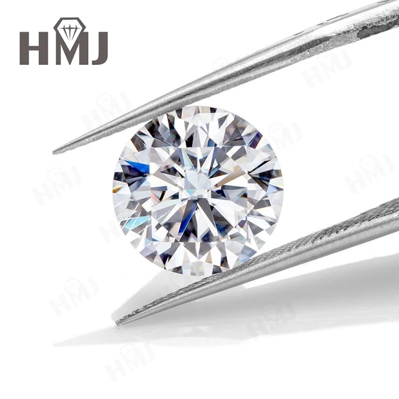 HMJ 0,1-13 Karat Moissanit-Stein, runde Form, Farbe D, Reinheit VVS1, Brillantschliff, Diamanttester-geprüft, mit GRA-Zertifikat, Perlen – Detail 18