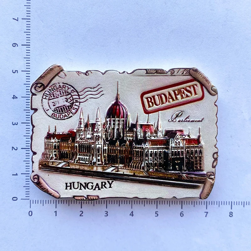 مغناطيس ثلاجة بودابست الأوروبي المجر، يتميز مبنى البرلمان المجرية، وعناصر البريد والطوابع القديمة، ديكور لطيف #5