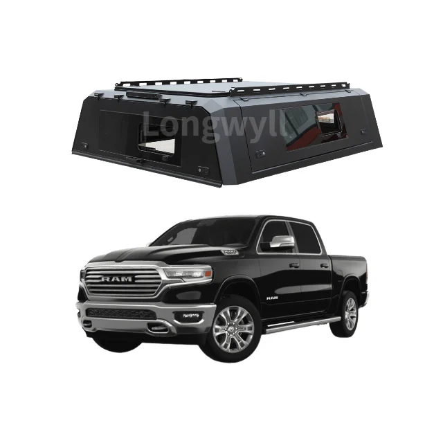 

Aluminum Dual-Door Camper Shell for Dodge Ram Lockable Truck Cap with LED Lighting