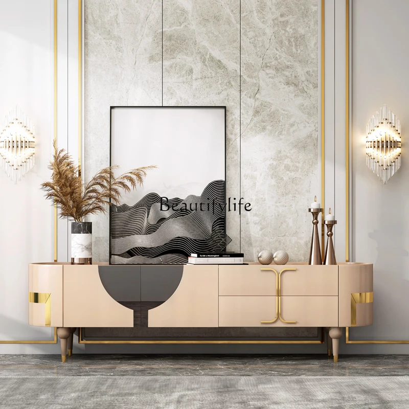 

Italian light luxury modern simple villa living room high-end luxury TV cabinet master bedroom high floor cabinet
