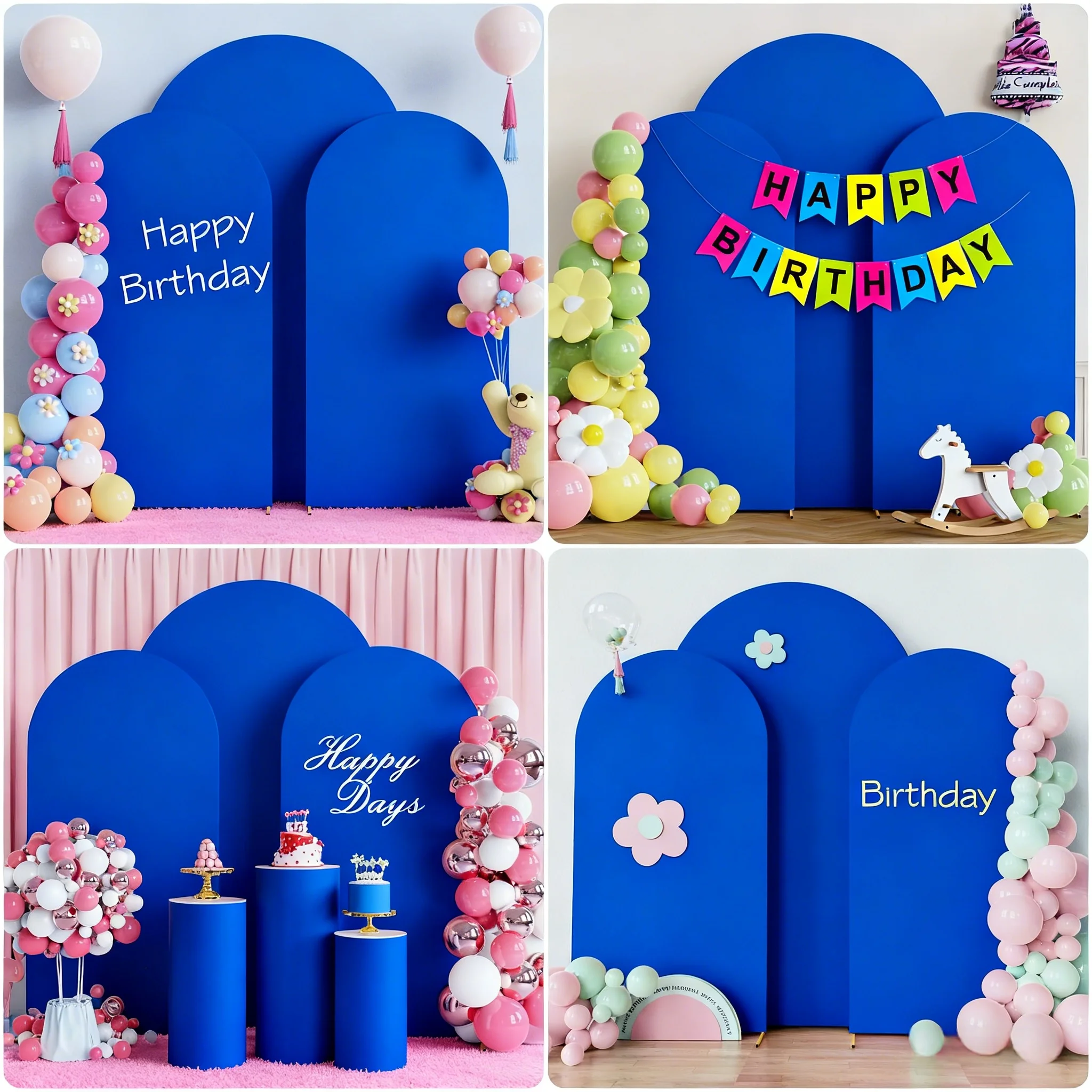 6 Fuß 6,6 Fuß 7,2 Fuß große blaue Bogenabdeckung, 2 Außen-Spandex-montierter Stoffbogen-Hintergrund, Geburtstagsfeier, Hochzeitsbogen-Dekoration – Detail 5