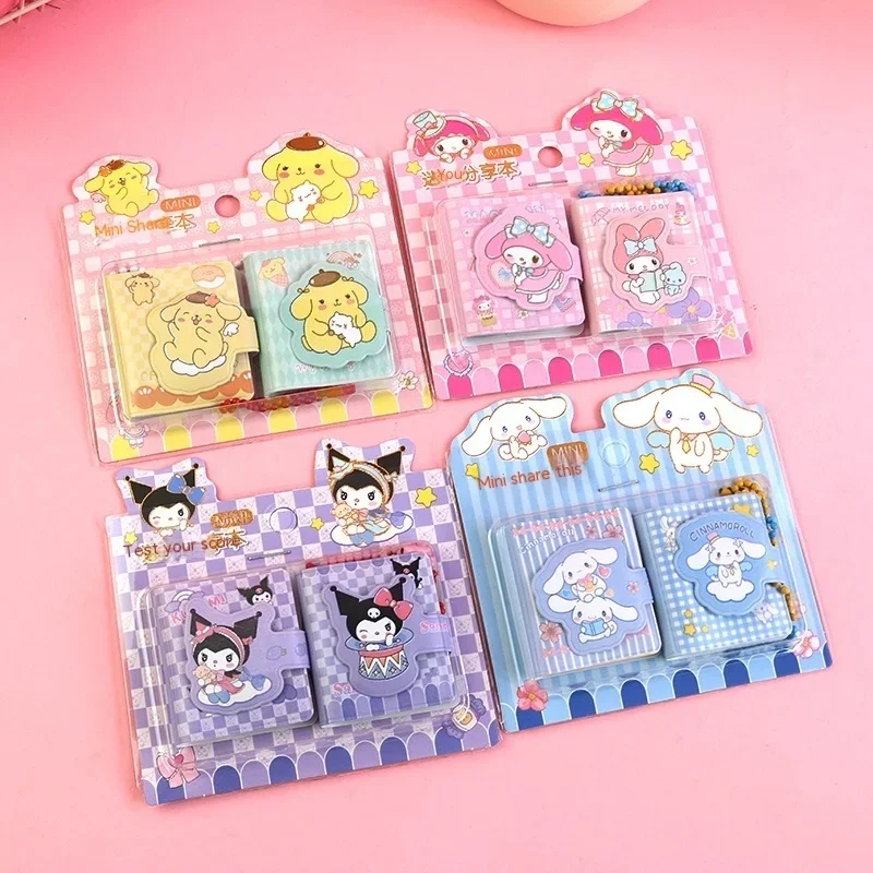 Sanrio Series Share This Kulomi Melodi Cinnamon Dog Mini Book Key Chain Coloring Page Small Book With Pendant Notebook