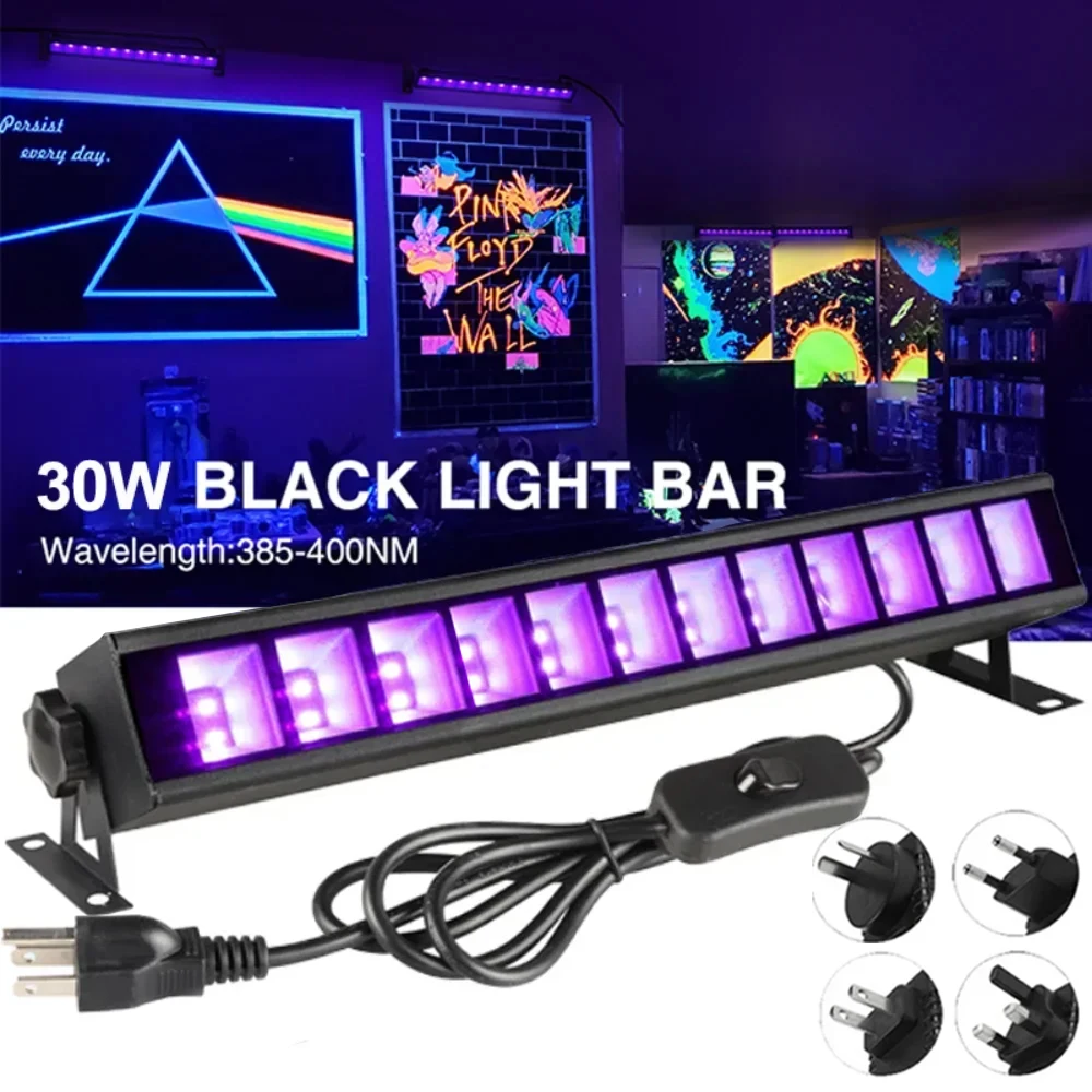 Barra de luz UV negra fluorescente para fiesta, suministros de fiesta para Navidad, luces de escenario, 40 LED, 30W, 38W